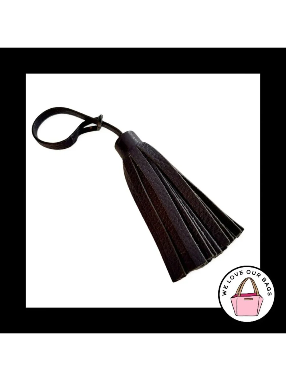 COACH LEGACY Dark Purple Leather Tassel Strap Bag Charm Hang Tag Keychain Fob